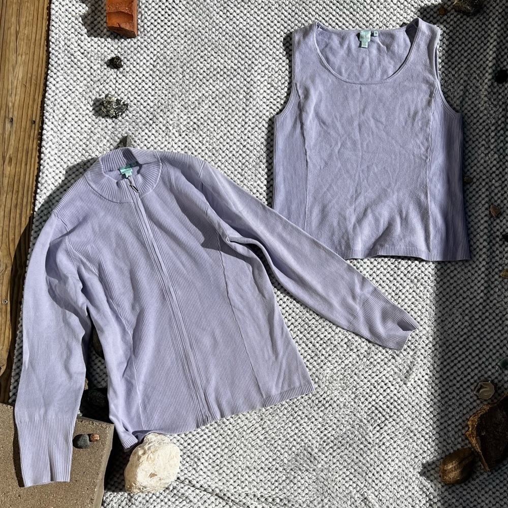 Light purple jacket and tank ribbed set